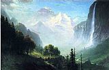 Staubbach Falls Near Lauterbrunnen Switzerland by Albert Bierstadt